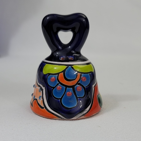 Hand-Painted Taravera Style Ceramic Bell - Mexico - Picture 2 of 11